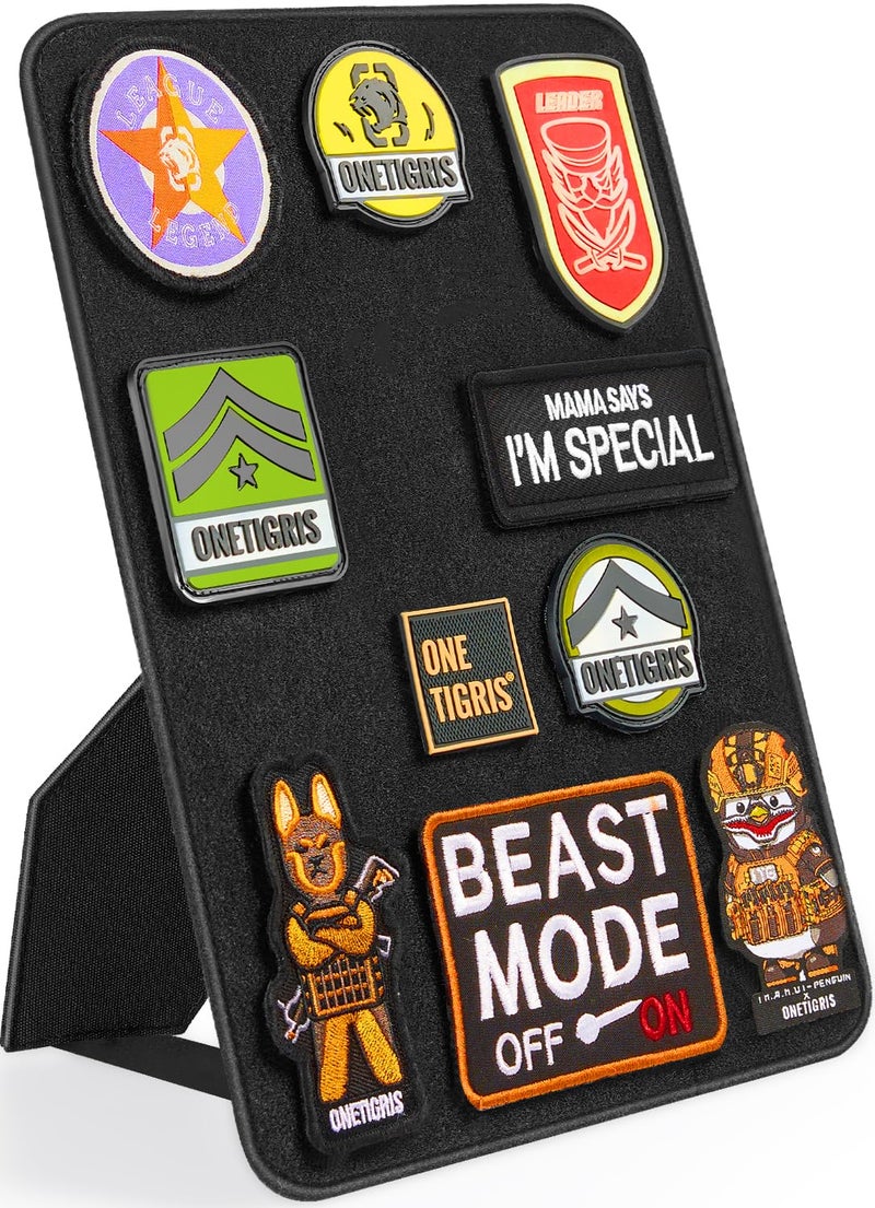 OneTigris Patch Board, Tactical Patches Display Panel Stand Holder Organizer with Loop Surface for Hook & Loop Patch, Morale Patch, Military Patch Collections(No Patches Included) - Black - Image 1